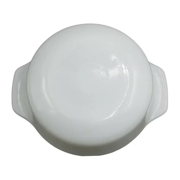 Vintage White Milk Glass Round Baker One Quart Small Casserole Side Dish #436 - Picture 8 of 10